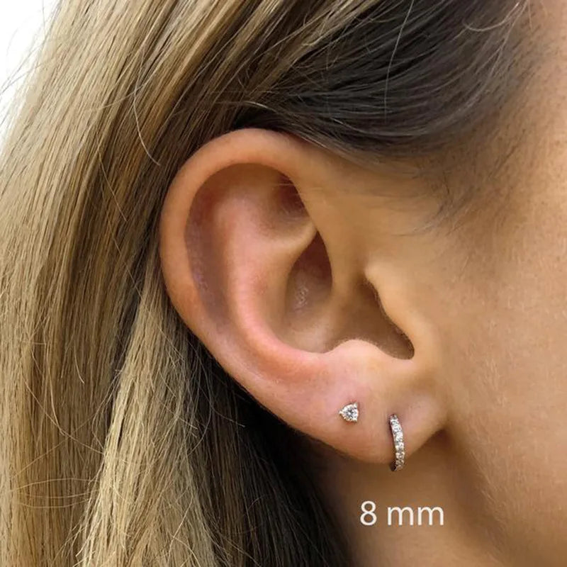 Lot 2 Mini-Créoles « Little Huggies » Acier Inoxydable – Cartilage, Tragus & Oreille Femme
