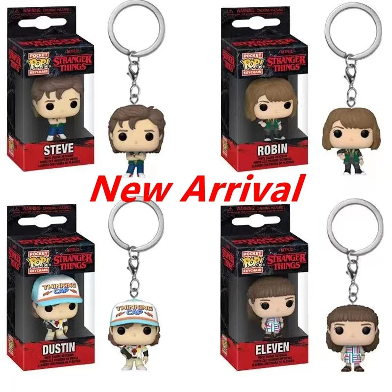 Funko Pocket POP Stranger Things – Eleven, Barb, Dustin, Robin & Steve | Porte-Clés Collector 4 cm