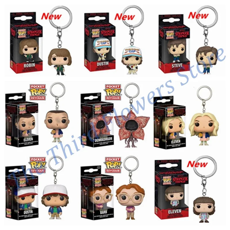 Funko Pocket POP Stranger Things – Eleven, Barb, Dustin, Robin & Steve | Porte-Clés Collector 4 cm